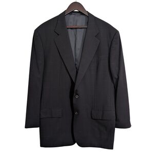Enrico Isaia Napoli Portofino Wool Blazer Jacket Black Windowpane EU 56 US 46